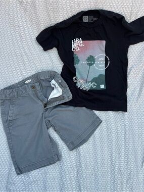 Boys shorts & shirt pair Grey classic Shorts & graphic shirt